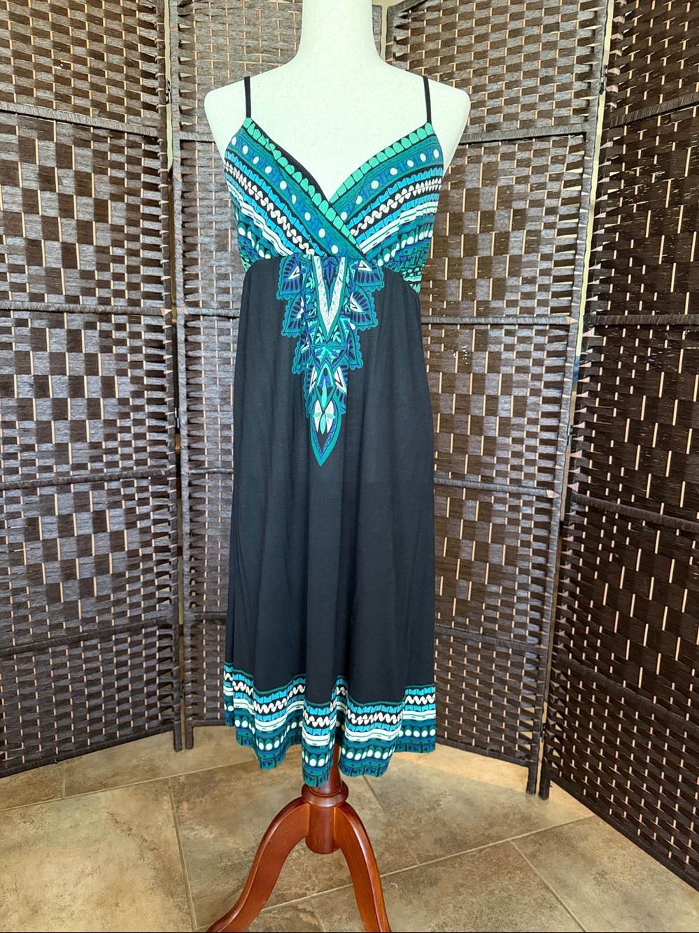 INC International Concepts Black and Green Dress